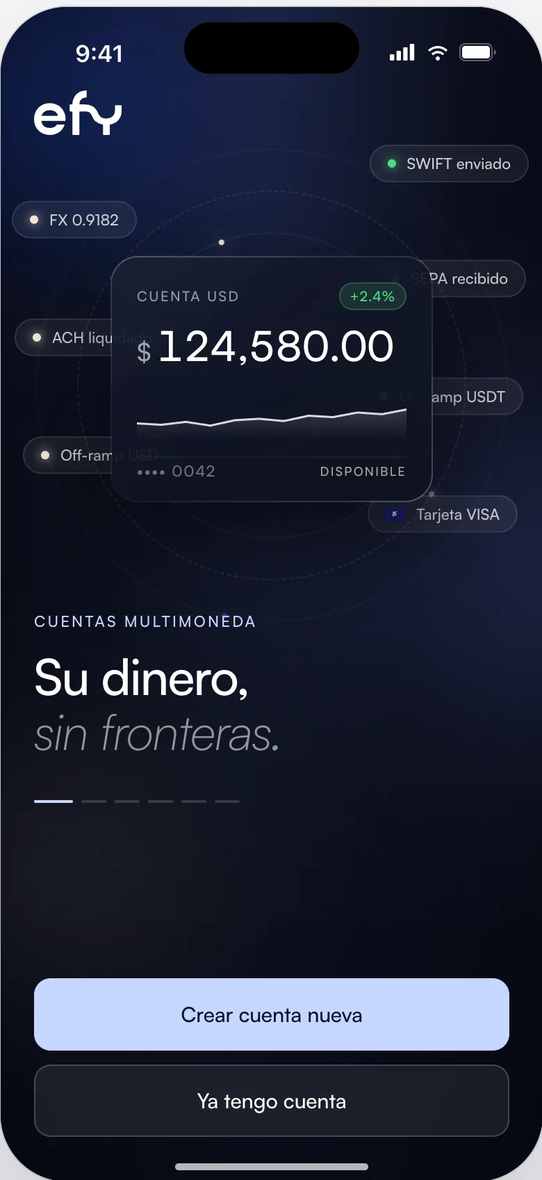 View of Digital wallet in the EFY app