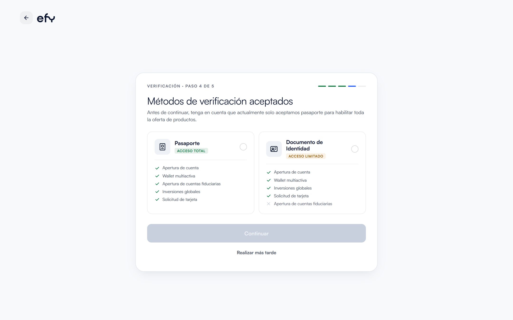 Pantalla del registro de efy en el computador
